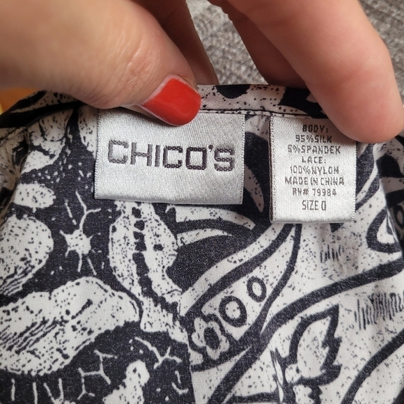 Chicos Black and White Silk Cami - Picture 2 of 5